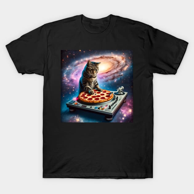 Music Pizza Cat in Space T-Shirt by VisionDesigner